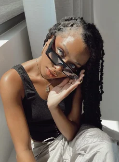 Princess Polly Hendrix Sunglasses  Black Flash Sale