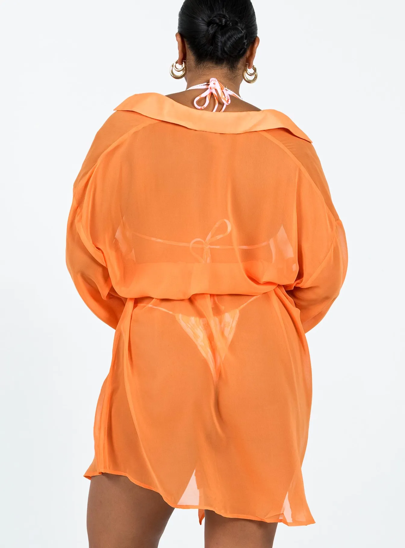 Princess Polly Hennie Long Sleeve Mini Dress Orange Flash Sale
