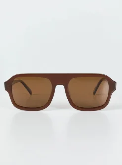 Princess Polly Hetley Sunglasses  Brown Clearance