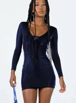 Princess Polly Hewitt Long Sleeve Mini Dress  Navy Discount
