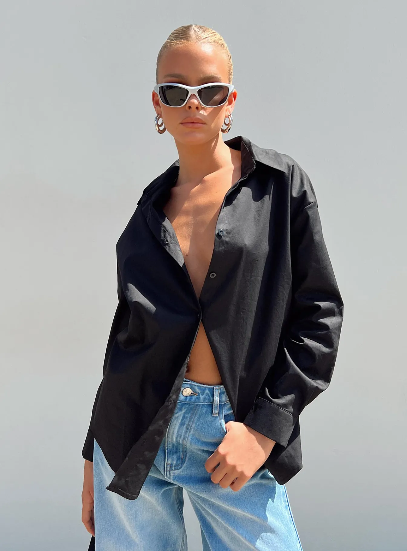 Princess Polly Hexon Shirt Black Hot