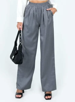 Princess Polly Higgins Pants  Grey Pinstripe Flash Sale