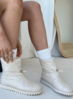 Princess Polly Higgins Quilted Ankle Boots  Beige Flash Sale