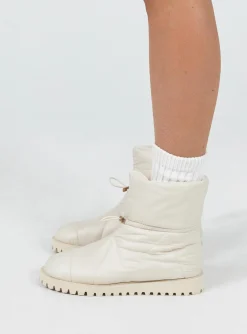 Princess Polly Higgins Quilted Ankle Boots  Beige Flash Sale