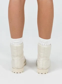 Princess Polly Higgins Quilted Ankle Boots  Beige Flash Sale