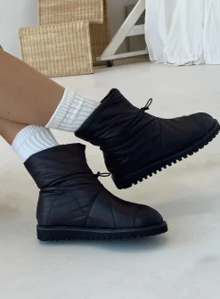 Princess Polly Higgins Quilted Ankle Boots  Black Cheap