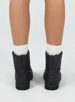 Princess Polly Higgins Quilted Ankle Boots  Black Cheap
