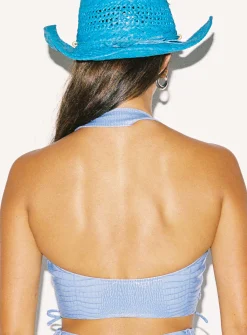 Princess Polly High Vibrations Pu Top  Blue Cheap