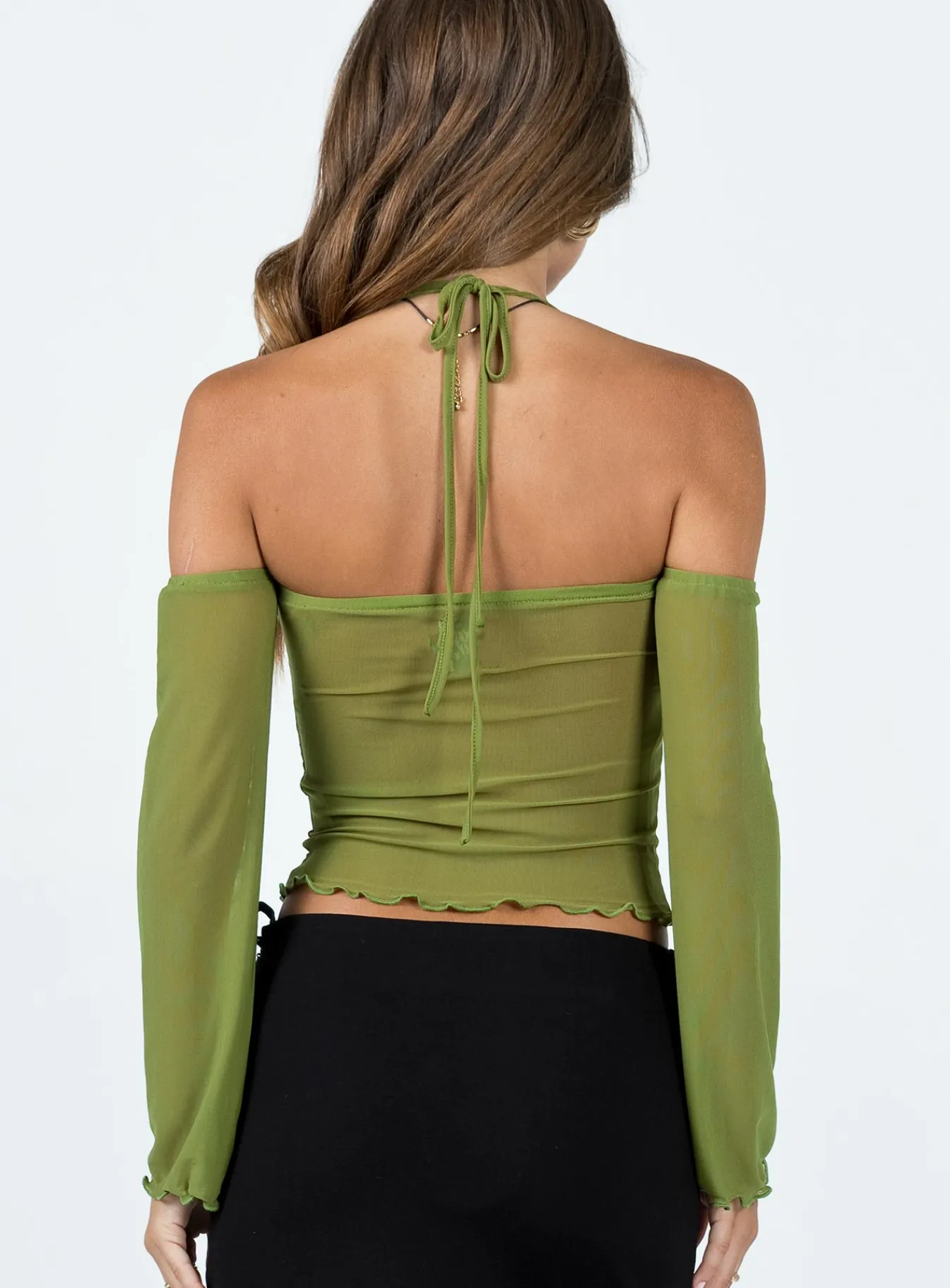Princess Polly Highette Off The Shoulder Top Green Sale