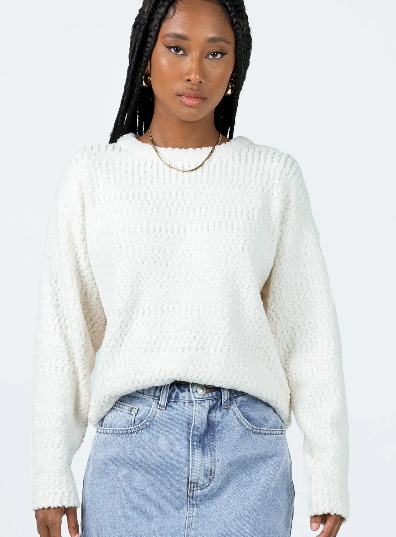 Princess Polly Highview Boucle Sweater White Hot