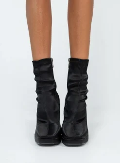 Princess Polly Highway Satin Ankle Boots  Black Online