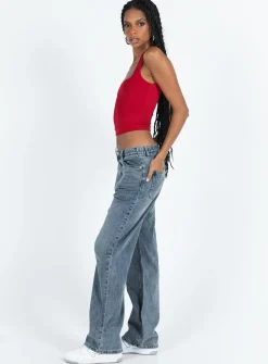 Princess Polly Hoban Jeans Mid Wash Denim Hot