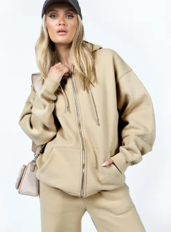 Princess Polly Hoda Zip Up Jacket  Beige Online