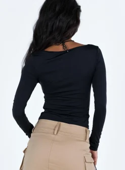 Princess Polly Hoffman Long Sleeve Top Black Online