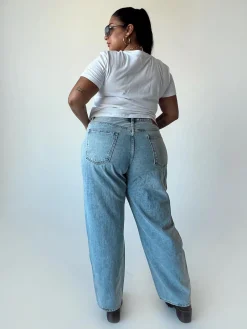 Princess Polly Holly Asymmetric Ripped Leg Jeans Curve   Denim Store