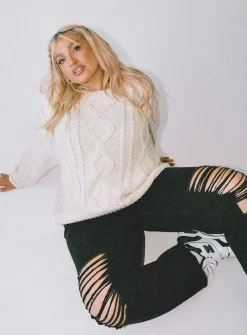 Princess Polly Holly Asymmetric Ripped Leg Jeansdenim Curve Black Best Sale