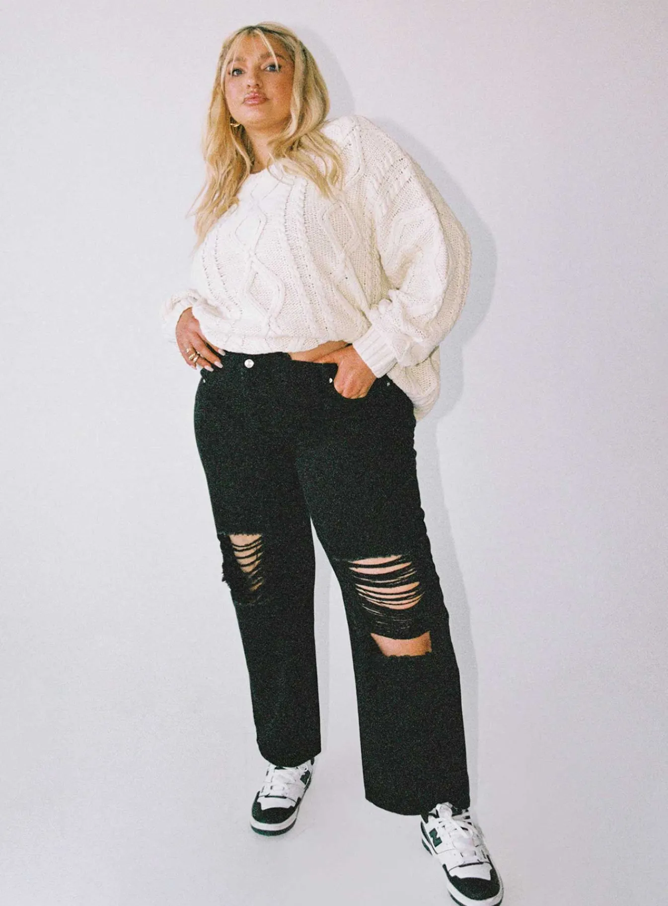 Princess Polly Holly Asymmetric Ripped Leg Jeansdenim Curve Black Best Sale