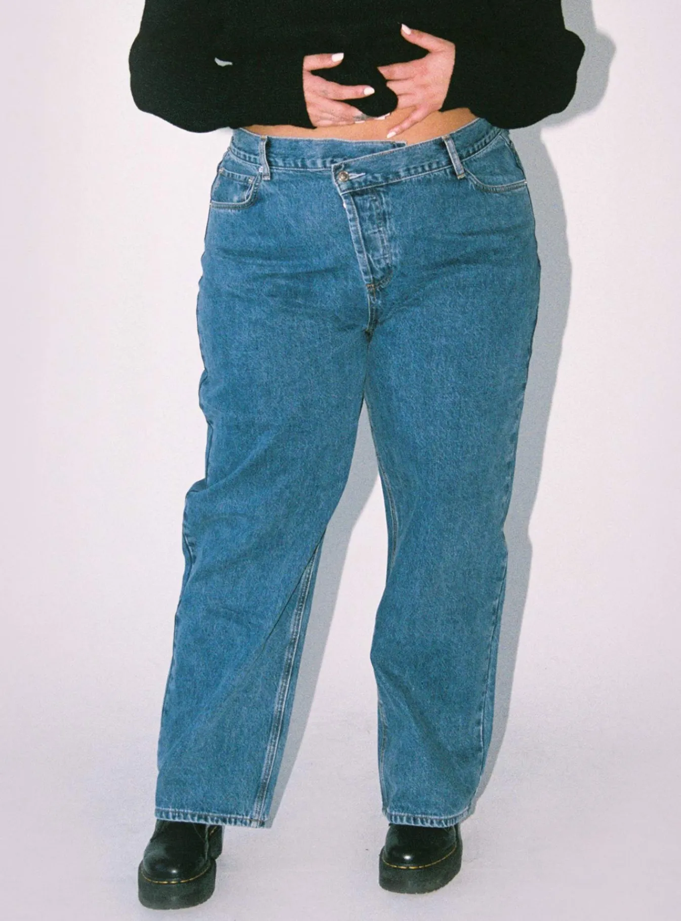 Princess Polly Holly Asymmetric Straight Leg Jeancurve Denim Fashion
