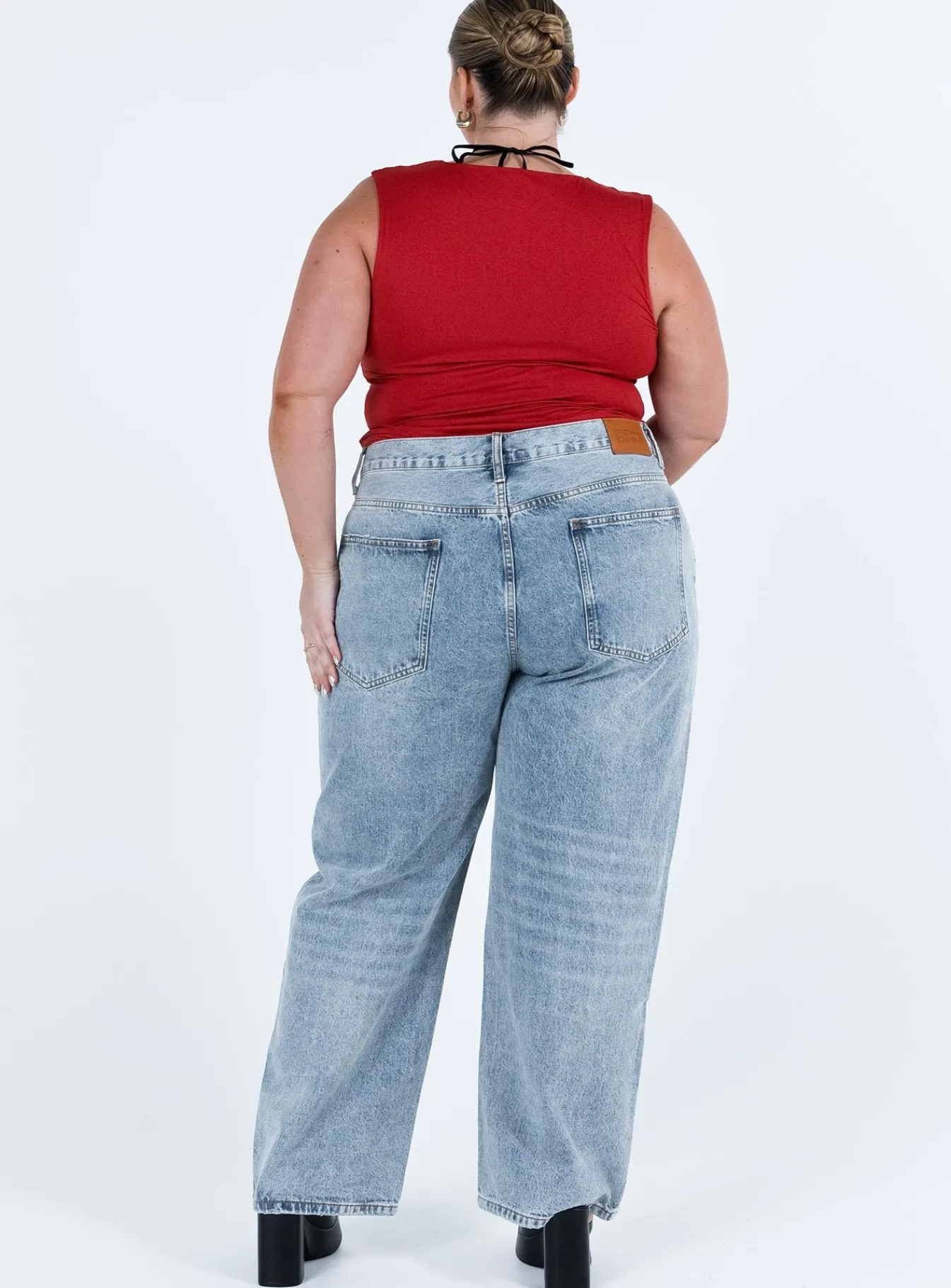 Princess Polly Holly Asymmetric Straight Leg Jean Light Washcurve Denim Best Sale