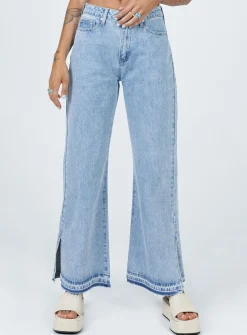 Princess Polly Holmes Low Rise Frayed Hemjeans   Denim New