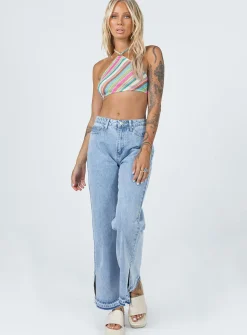 Princess Polly Holmes Low Rise Frayed Hemjeans   Denim New