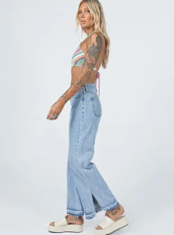 Princess Polly Holmes Low Rise Frayed Hemjeans   Denim New