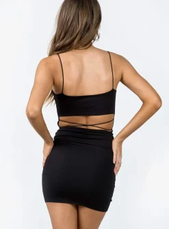 Princess Polly Honour Mini Dress  Black Sale
