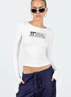 Princess Polly Horror Night Long Sleeve Top  White Discount