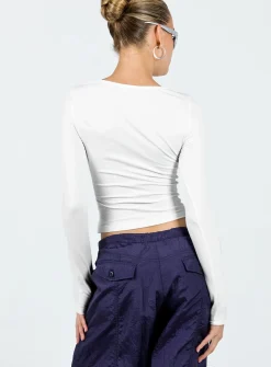 Princess Polly Horror Night Long Sleeve Top  White Discount