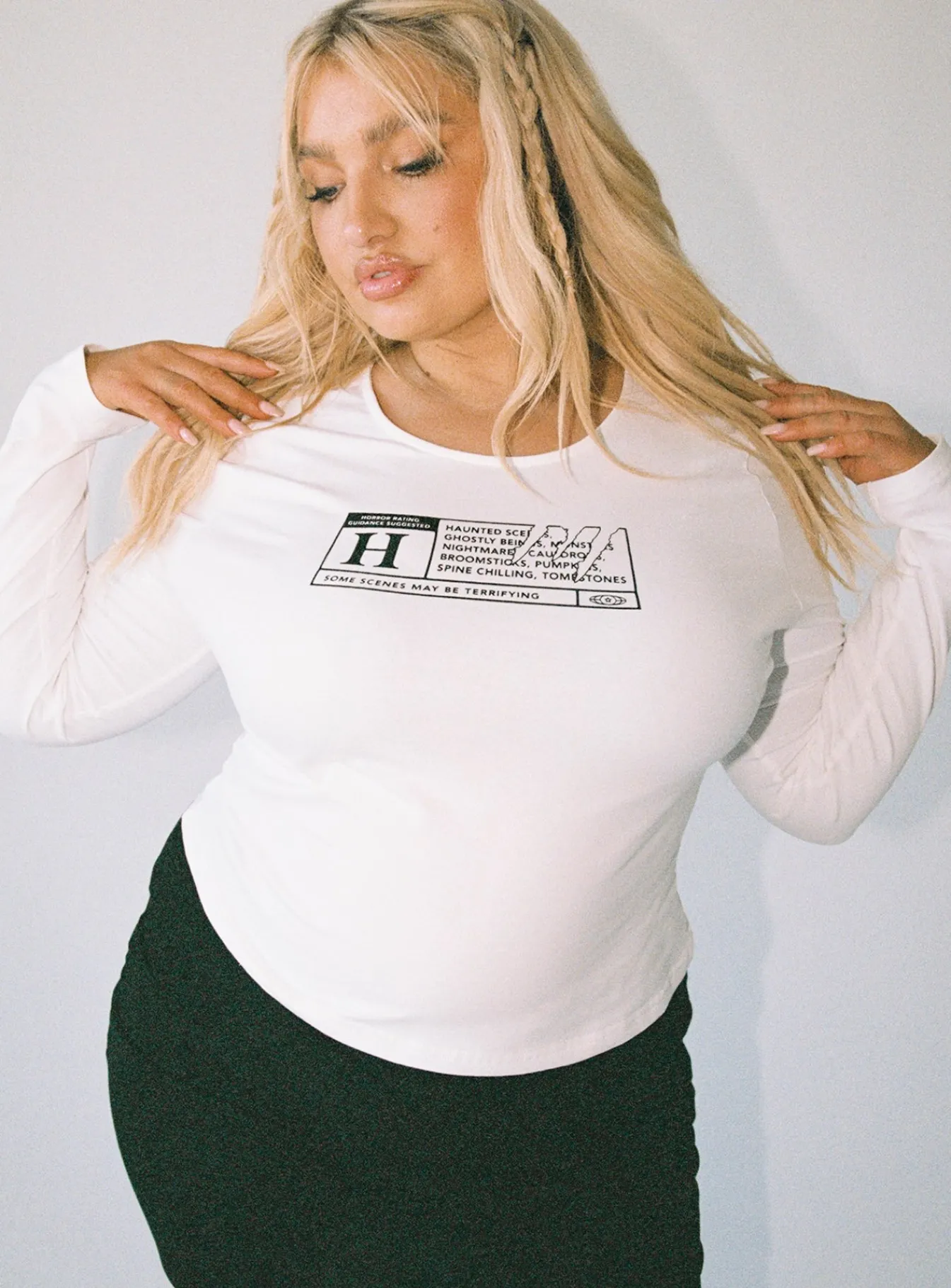 Princess Polly Horror Night Long Sleeve Topcurve White Hot