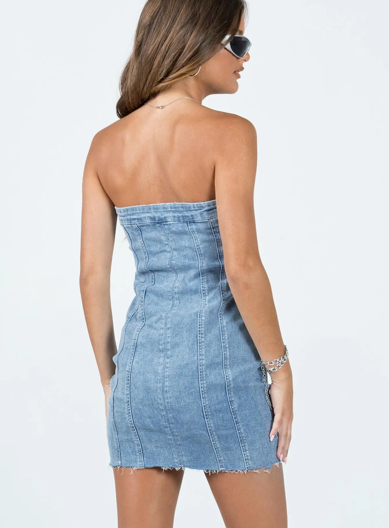 Princess Polly Houser Mini Dress Denim Cheap