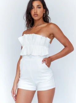 Princess Polly Hunter Mae Romper  White Discount