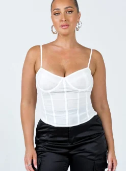 Princess Polly Hunter Mesh Corset  Ivory Cheap