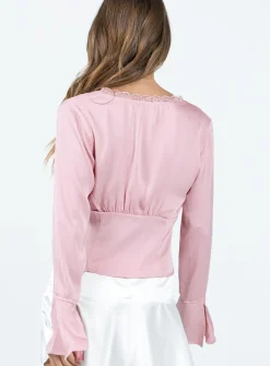 Princess Polly Hunton Long Sleeve Top  Pink Sale