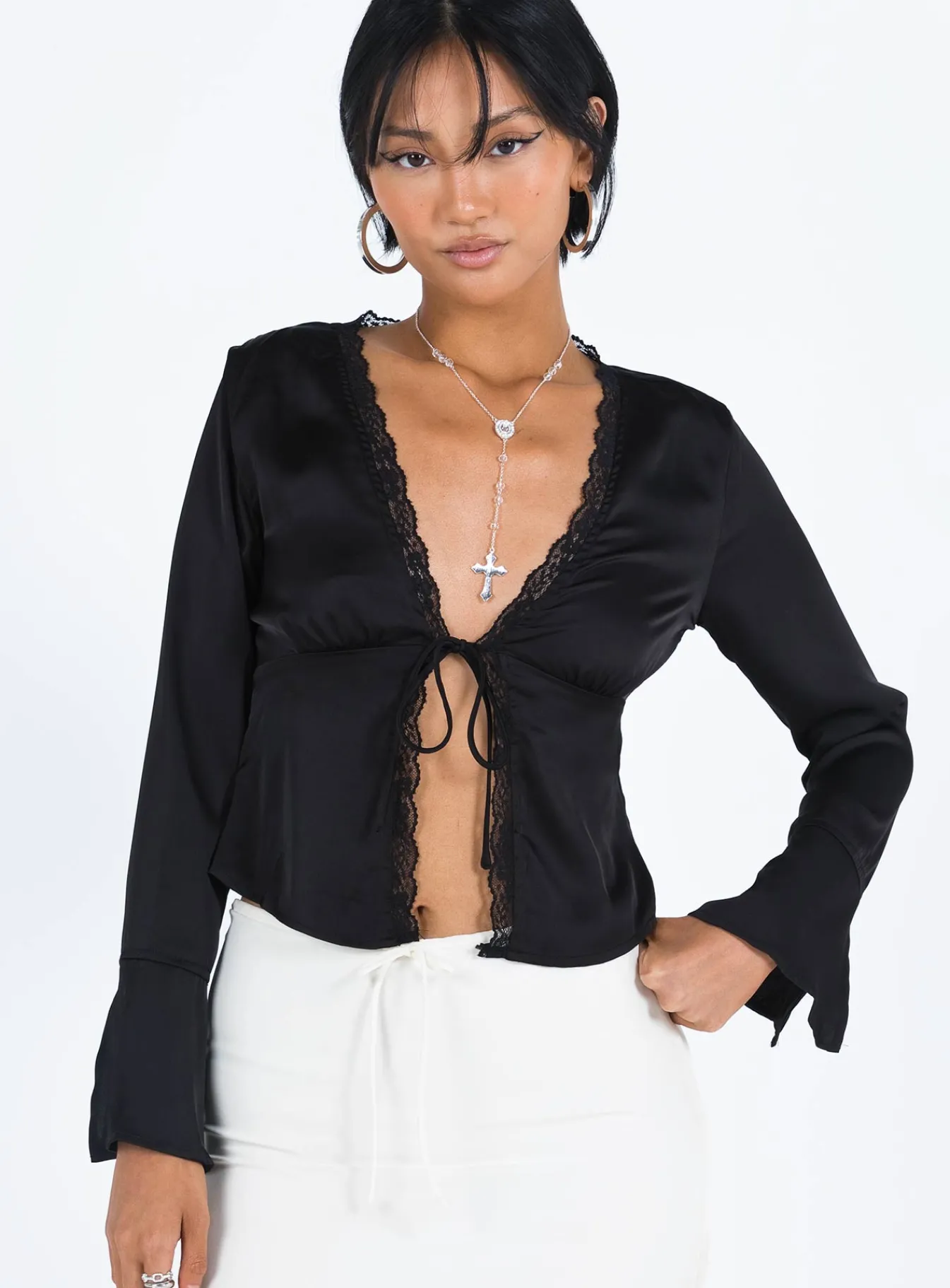 Princess Polly Hunton Long Sleeve Top Black Flash Sale