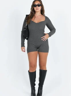 Princess Polly Huttley Knit Romper  Grey Sale