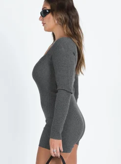 Princess Polly Huttley Knit Romper  Grey Sale