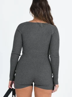 Princess Polly Huttley Knit Romper  Grey Sale