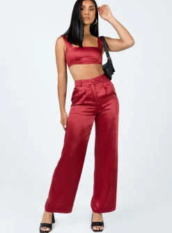 Princess Polly Huxley Satin Set  Burgundy Shop