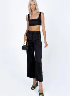 Princess Polly Huxley Set  Satin Black Cheap