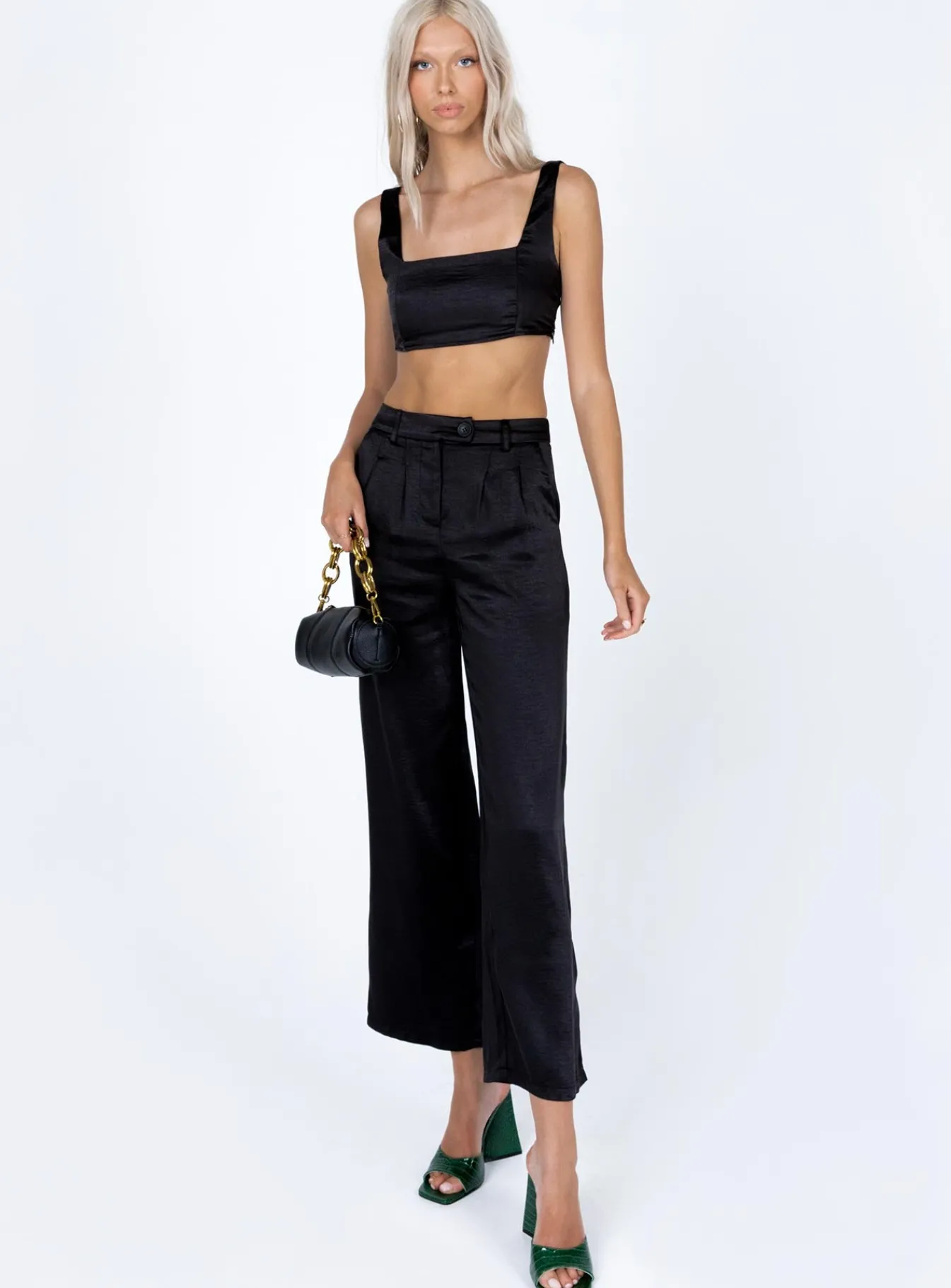 Princess Polly Huxley Set Satin Black Cheap