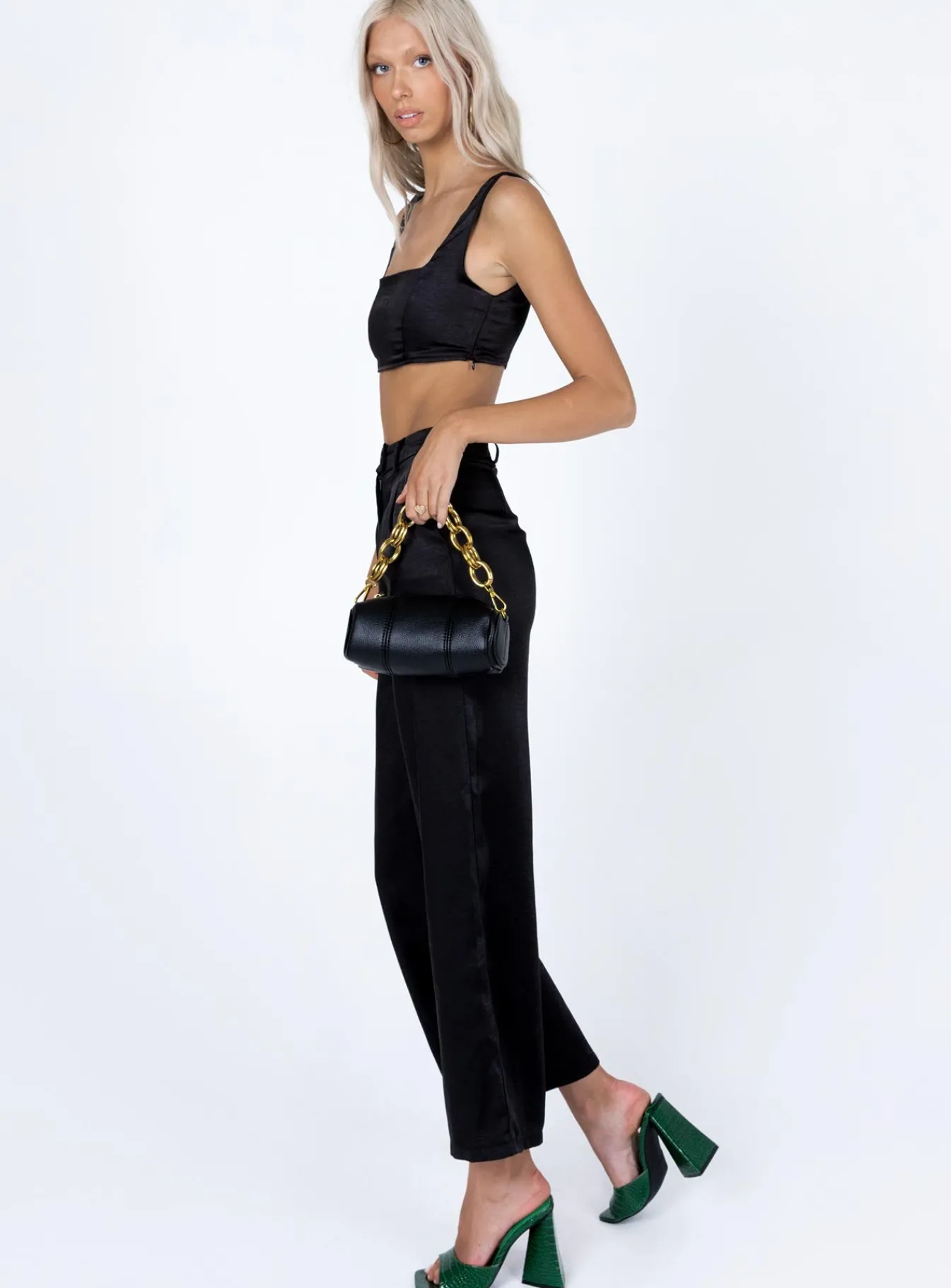 Princess Polly Huxley Set Satin Black Cheap