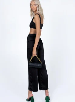Princess Polly Huxley Set Satin Black Cheap