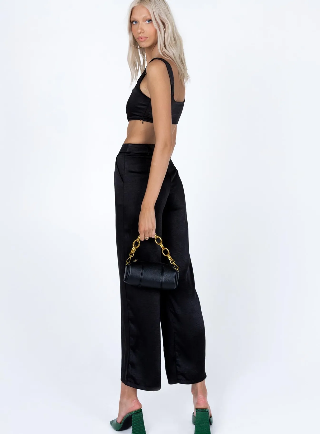 Princess Polly Huxley Set Satin Black Cheap