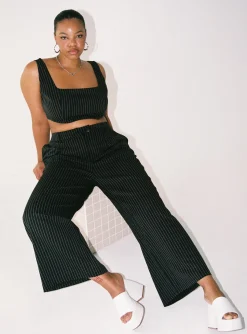 Princess Polly Huxley Setstripe Curve   Black Sale