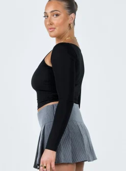 Princess Polly Hyden Long Sleeve Top  Black Shop