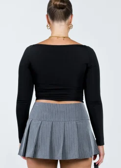 Princess Polly Hyden Long Sleeve Top  Black Shop