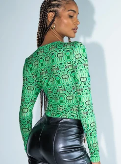 Princess Polly Hypnotize Bodysuit  Green Online