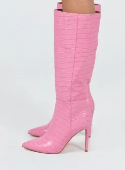 Princess Polly Icon Boot  Pink Croc Best Sale