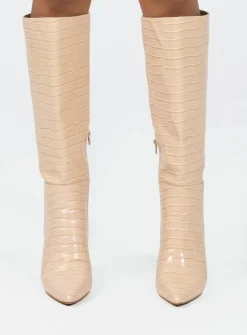 Princess Polly Icon Boot  Bone Croc New